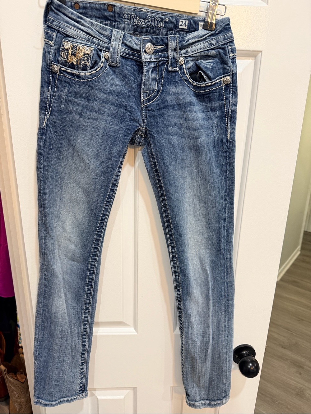 Miss me waist 24” blingy blue jeans - straight - Picture 3 of 9